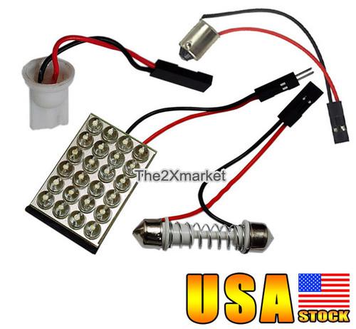 T10 24 led car pure white light bulb adapt interior dome map festoon base 12v