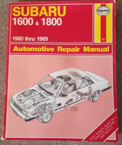 Haynes repair manual 681 subaru 1600 1800 1980 thru 1989