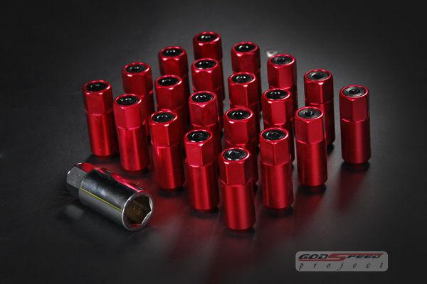 20pcs type 5 55mm red wheel rim racing lug nut 0pcs m12x1.5mm open close end 1.5