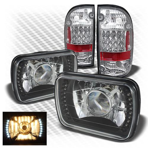 95-96 tacoma black pro headlights w/super-bright led + philips-led tail lights