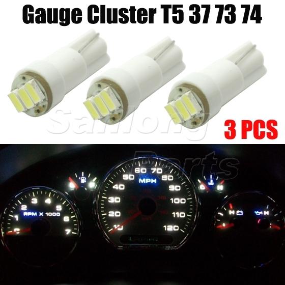 3x 73 74 3 smd 3528 led gauge cluster key ring sunvisor shifter light bulb white