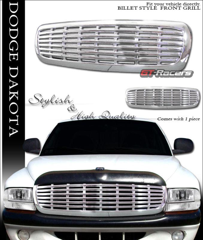 Chrome horizontal vip front hood bumper grill grille abs 1997-2004 dodge dakota