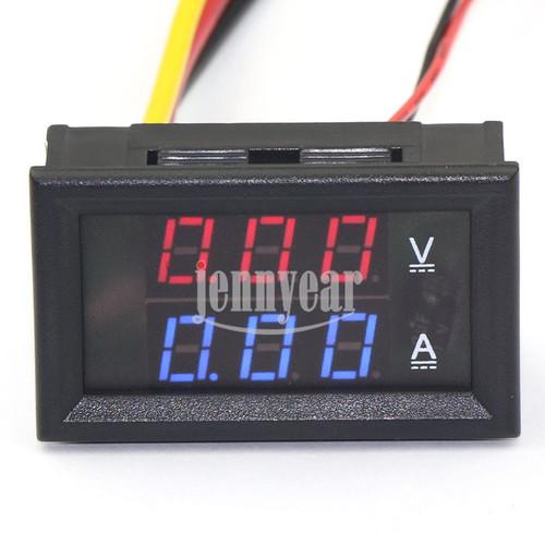 2-color display yb27va dc panel volt ampere/amp meter 2in1 red/blue led car 12v