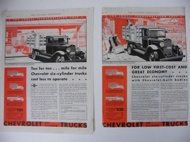 Vintage chevrolet truck large magzine ads june and july 1931 poster-print-gift 