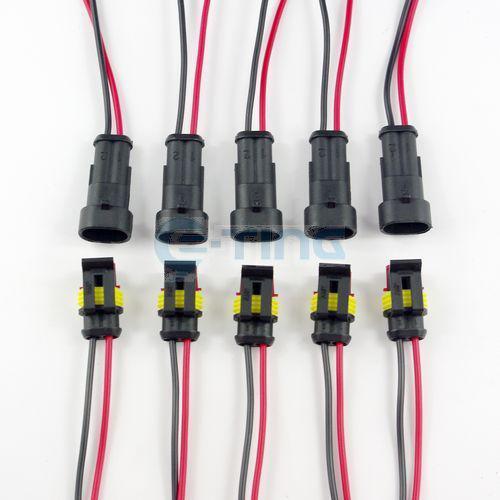 2 pin way car waterproof electrical connector plug with wire awg marine 5 kit su