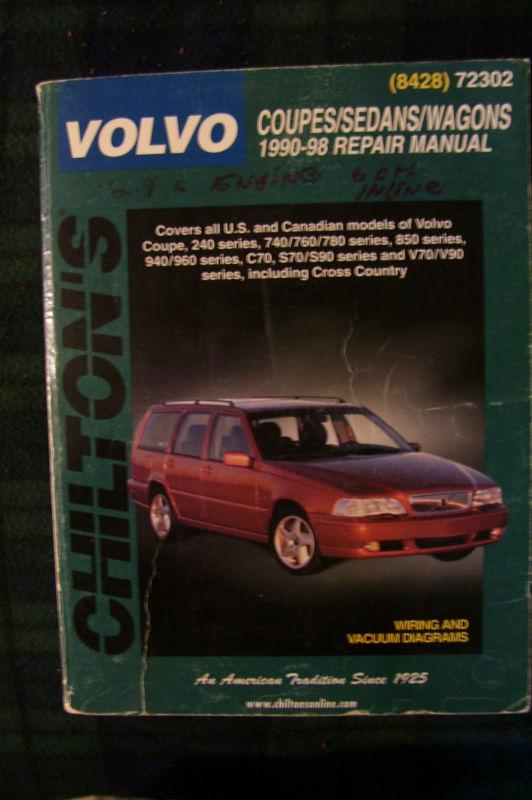  used volvo repair manual-isbn 0801990955-1990-98 coupes/sedans/wagons-good