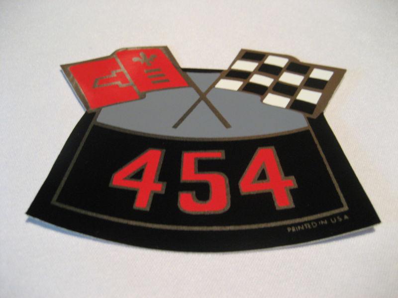 Corvette air cleaner decal - 454 crossed flags