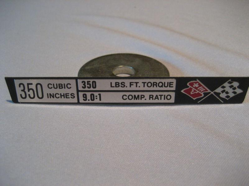 Corvette engine data console plate l-82 350, 1973