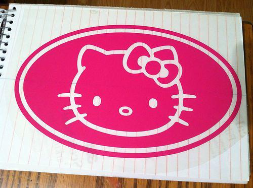 Hello kitty oval cute vinyl decal sticker laptop car truck