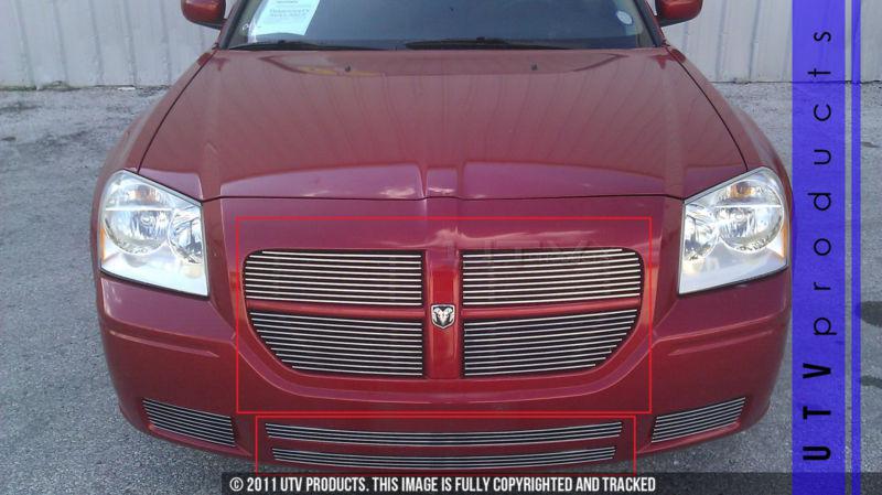 2005 2006 2007 dodge magnum billet grille upper & bumper kit chrome overlay 