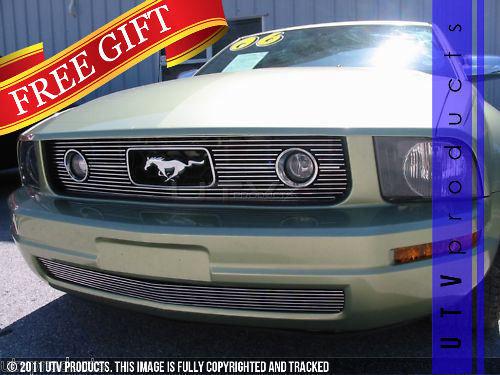 2005 - 2009 ford mustang v6 w/ pony package upper & bumper billet grille 3pc 05 