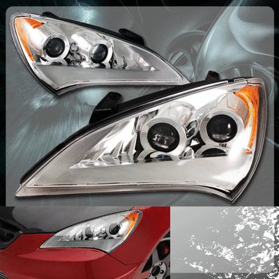 2010-2012 2.0t/3.8 coupe chrome housing amber reflector dual projector headlight