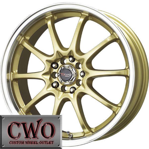 15 gold drag dr-9 wheels rims 4x100/4x114.3 4 lug civic integra versa mini g5 xb