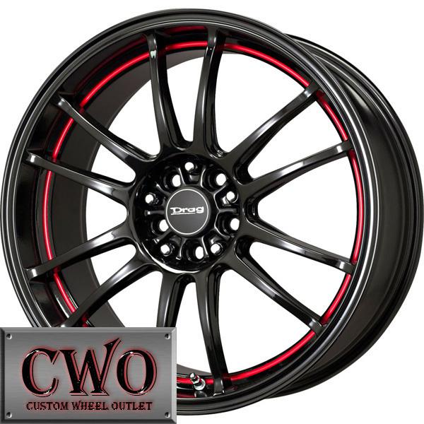 18 black drag dr-38 wheels rims 5x100/5x114.3 5 lug eclipse altima jetta maxima