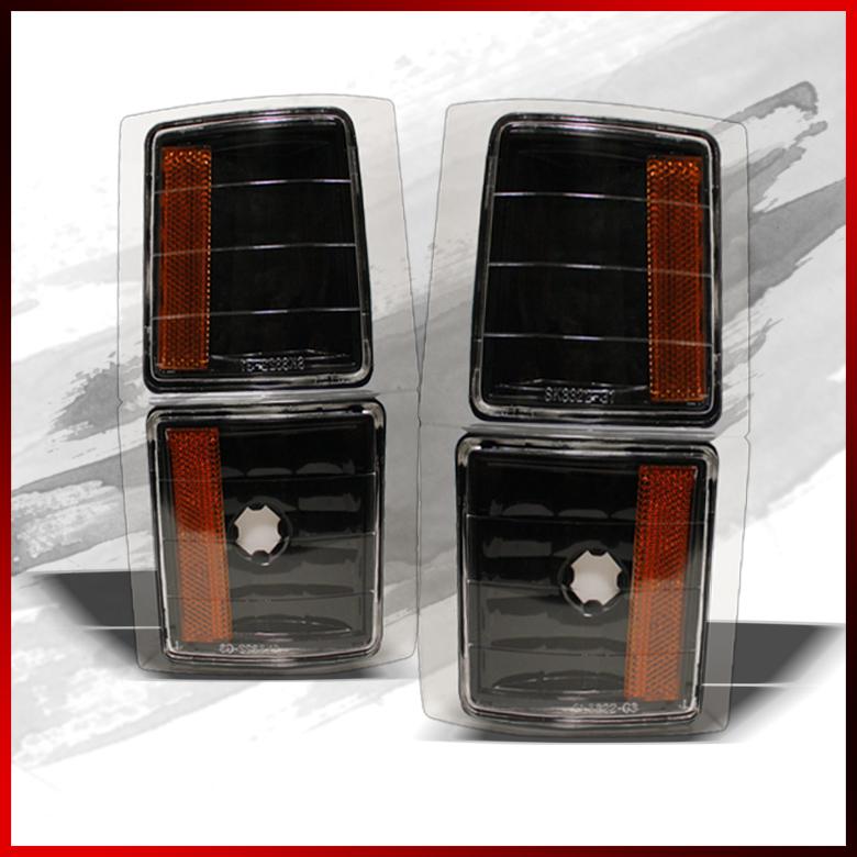 94-98 chevy c/k 1500 2500 3500 pickup truck black amber corner signal light 4pcs