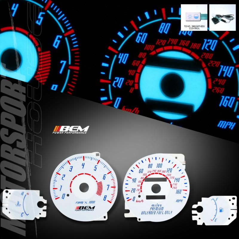 1995-1999 mitsubishi eclipse non-turbo 6 tone color el reverse glow gauge gs rs