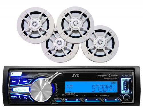 Kdx31mbs marine aux usb ipod iphone bluetooth radio, 4 white 6.5&#034; 100w speakers