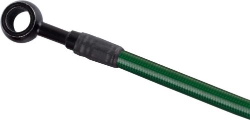 Green lines &amp; black ends front stainless offroad single brake line