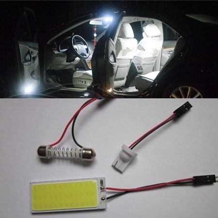 Super bright 3w car cob led light panel + t10 168 194 / 29-44mm festoon plug c24