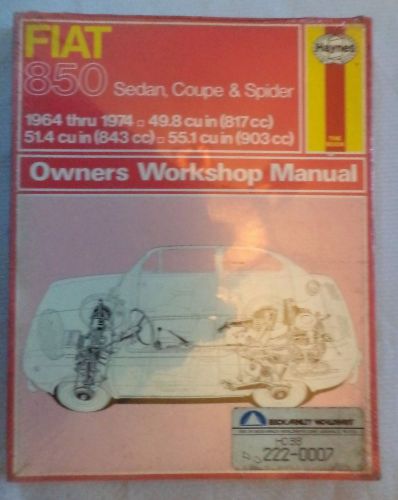 New~sealed! fiat 850,coupe,sedan, spider~ haynes workshop manual book~ 1964-1974