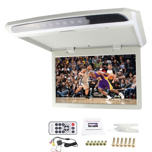 15.6&#034; hd car kit flip down monitor sd usb overhead roof mount display 1080p hdmi