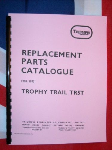 Parts manual fits triumph 1973 trophy trail tr5t dual purpose