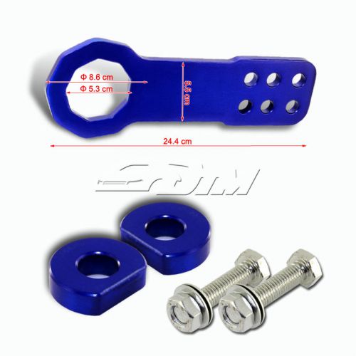 Jdm 2&#034; anodized cnc billet aluminum blue front bumper racing tow hook for dodge