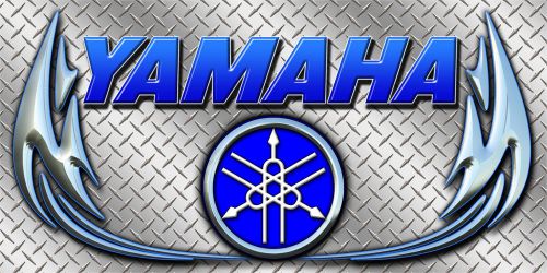 Yamaha motocross motorcycle racing garage banner - diamondplate