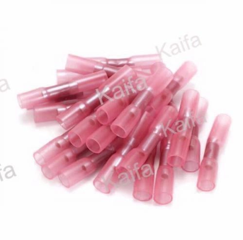 50 x red heat shrink butt wire electrical crimp connector 18-22 awg sales