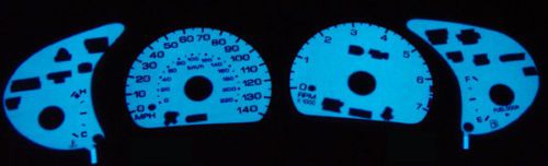 99 00 01 02 03 oldsmobile alero blue / green glow gauge face overlay new