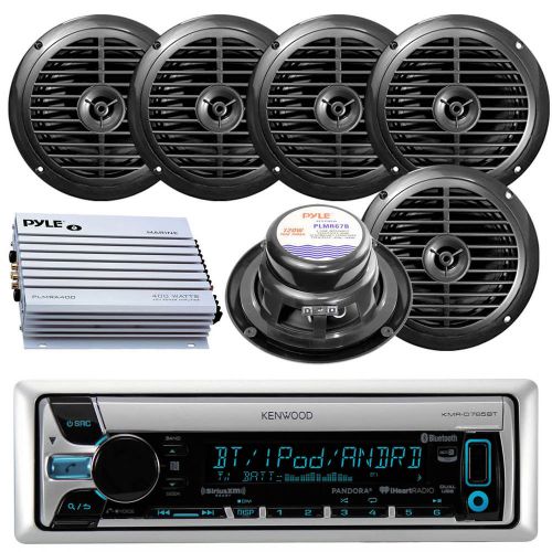 New kmr-d765bt kenwood pandora ipod cd usb radio &amp; 6 marine speakers w/400w amp