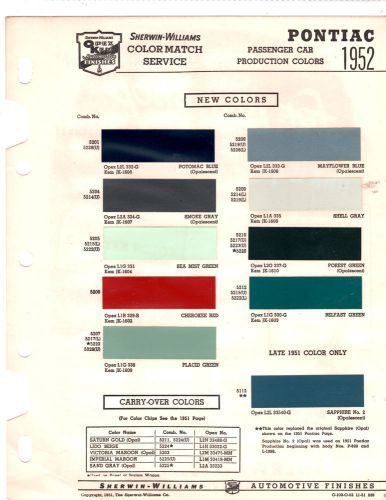 1952 pontiac chieftain silver streak streamliner paint chips sherwin williams 2