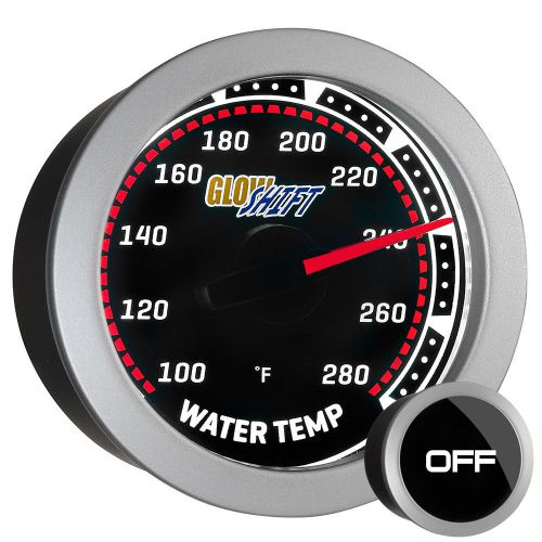 2 1/16&#034; glowshift tinted series water temp gauge w white backlit led readout