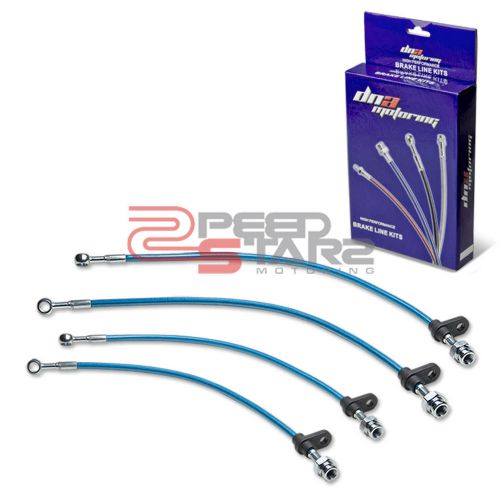 Integra da1/da3 blue pvc coat stainless hose brake lines/cable front+rear drum