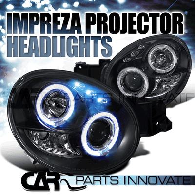 Subaru 02-03 impreza wrx led halo projector headlights lamp black