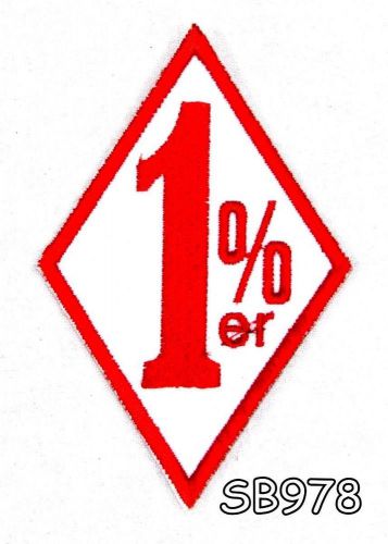 1%er  diamond red on white small badge patch for motorcycle biker vest sb978