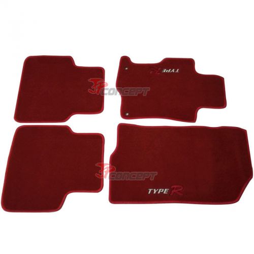 Fits 2008-2012 honda accord red nylon floor mats carpets 4pcs 09 10 11 type r