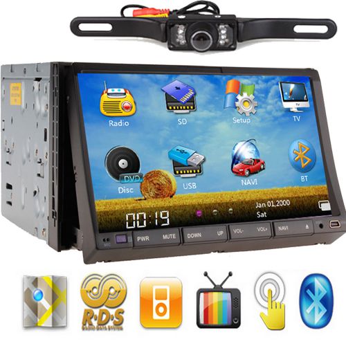 Hd 7 inch double din car stereo dvd player gps nav+cam+bluetooth ipod fm sd port