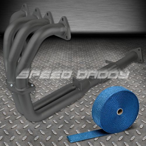 For 1992-1996 prelude h22a1 4-2-1 stainless black manifold header+blue heat wrap