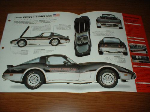 ★★1978 chevy corvette official pace car spec sheet info brochure 78 indy 500★