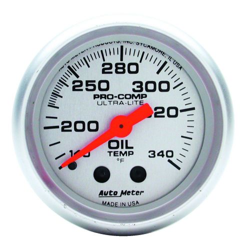 Auto meter 4346-8 mechanical 2&#034; oil tank temperature 140-340f ultra-lite 8&#039; tube