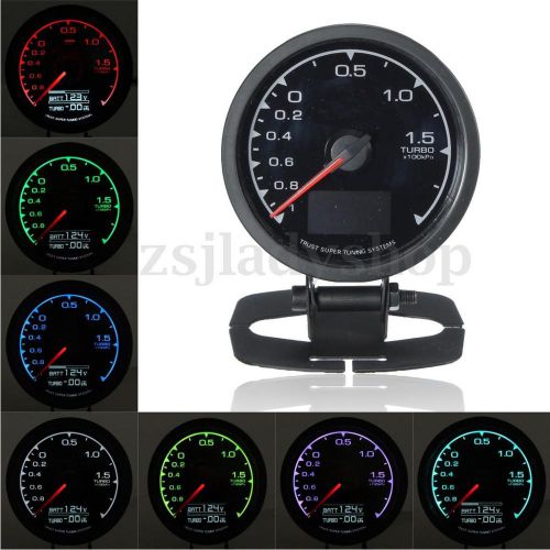 Car 60mm 2.36&#034; digital led turbo boost gauge meter adjustable 7-colors universal