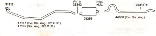 1963-1966 dodge dart &amp; plymouth valiant single exhaust system, 225 engines