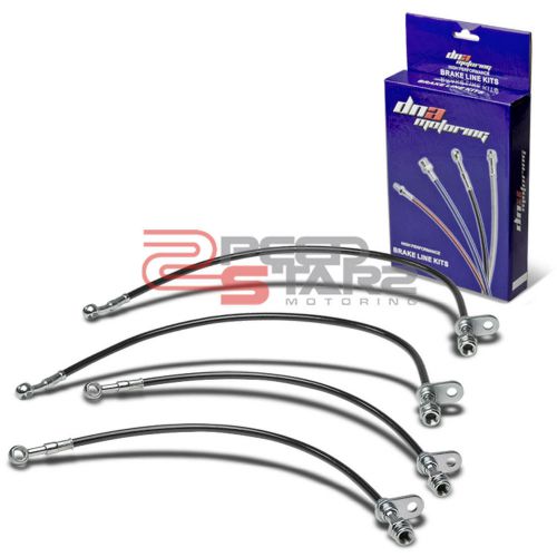 Stainless brake line/hose pvc coat 4pc for 02-06 rsx/civic si/12 crz/tsx black