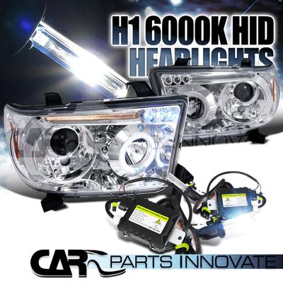 08-12 tundra sequoia chrome led halo projector headlights+h1 6000k hid kit