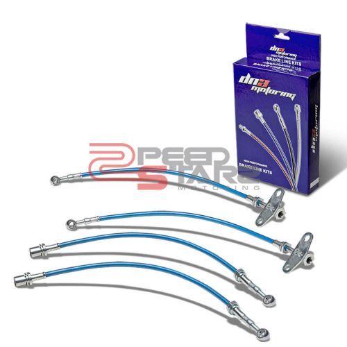 For 91-95 mr2 w20 sw-20/22 blue stainless hose disc brake line/cable front+rear