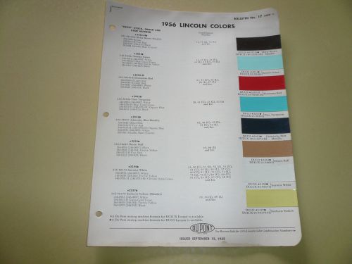 1956 lincoln dupont duco delux color chip paint sample - vintage