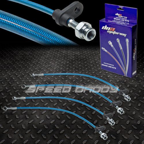 Front+rear stainless steel hose brake line/cable tsx cu2/tl/rsx dc5/accord blue