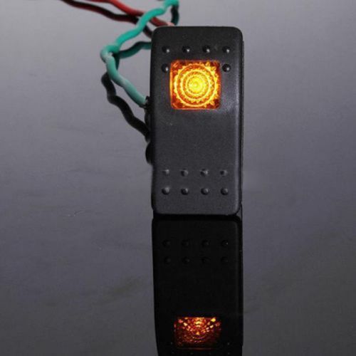 Yellow 12v 20a car led on-off illuminated rocker spst switch waterproof