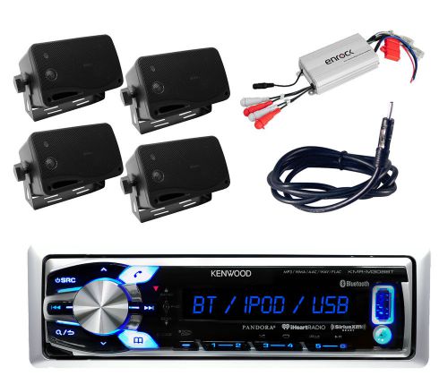 New kenwood marine yacht usb radio siriusxm ready 800w amp, box speakers,antenna